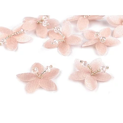 Flower with beads to sew or glue-on ø4 cm - Powder (10 Pieces)