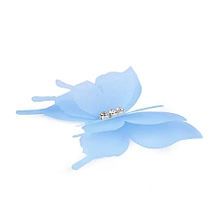 Butterfly with rhinestones, sew- or glue-on, three-layer 3d - Blue light (10 Pieces)