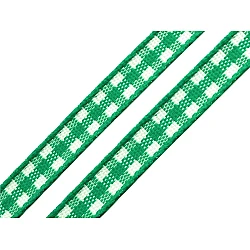 Checkered ribbon width 6 mm - Green (20 Meters)