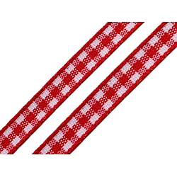 Checkered ribbon width 6 mm - Red (20 Meters)