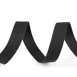 Cotton canvas ribbon width 15 mm - Black (1 Meter)