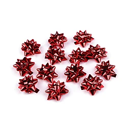 Mini gift bow, metallic ribbon star decoration ø25 mm - Red (1 Box)