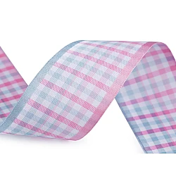 Checkered ribbon width 40 mm - Light pink (1 Meter)