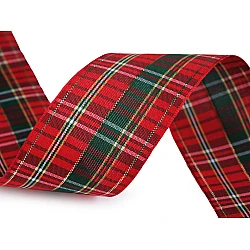 Checkered ribbon width 40 mm - Red (1 Meter)