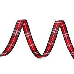 Checkered ribbon width 10 mm - Green fir (45 Meters)