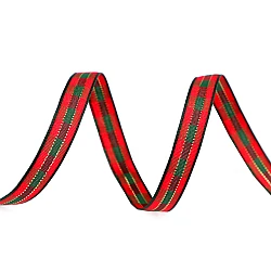 Checkered ribbon width 10 mm - Green fir (45 Meters)