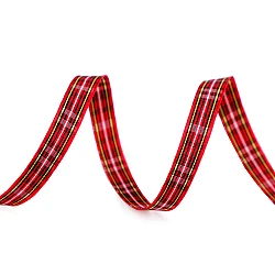 Checkered ribbon width 10 mm - Red (45 Meters)