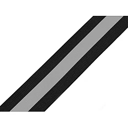Elastic tape with reflective stripe width 40 mm - Black (1 Meter)