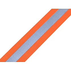 Elastic tape with reflective stripe width 40 mm - Orange (1 Meter)