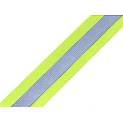 Elastic tape with reflective stripe width 40 mm - Yellow-green (1 Meter)