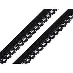 Decorative elastic width 15 mm - Black (20 Meters)