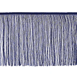 Fringe trim with lurex, width 25 cm - Blue dark (1 Meter)