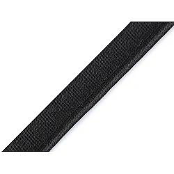 Satin bias insertion piping width 10 mm - Black (20 Meters)