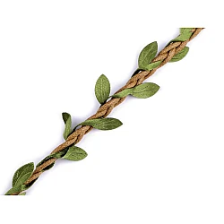 Cotton braided string with leaves width 30 mm - Light brown (10 Meters)