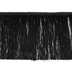 Fringe - shiny, dense, width 15.5 cm - Black (1 Meter)