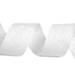 Jacquard cotton ribbon costume trimming, width 40 mm - White (1 Meter)
