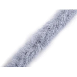 Artifical fur trimming to sew-on, round, width 2 cm - Blue-grey (1 Meter)