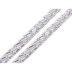 Braid trimming with rhinestones, width 8 mm, iron-on - Crystal (1 Meter)