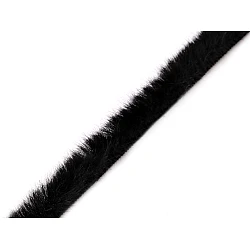 Artifical fur trimming to sew-on, flat, width 1.5 cm - Black (1 Meter)