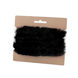 Artifical fur trimming to sew-on, flat, width 2 cm - Black (1 Piece)