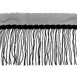 Monofilament trimming braid with sequin fringes, width 20 cm - Black (1 Meter)