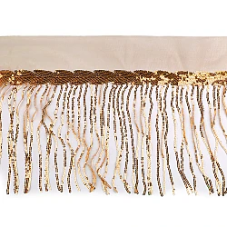 Monofilament trimming braid with sequin fringes, width 20 cm - Gold (1 Meter)