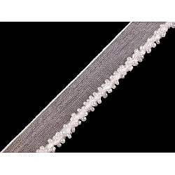 Polyester insertion piping with seed beads, width 15 mm - Off white (1 Meter)