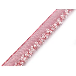 Polyester insertion piping with seed beads, width 15 mm - Powder (1 Meter)
