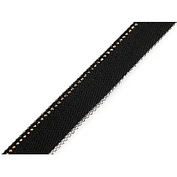 Insertion piping with rhinestones and tulle, width 15; 20 mm - Black (1 Meter)
