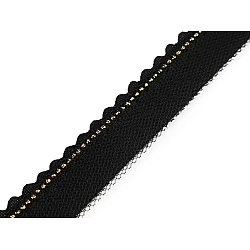 Insertion piping with rhinestones and tulle, width 15; 20 mm - Black (1 Meter)