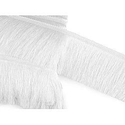 Fringe, shiny and dense, width 90 mm - White (1 Meter)