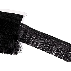Fringe - shiny, width 60 mm - Black (1 Meter)