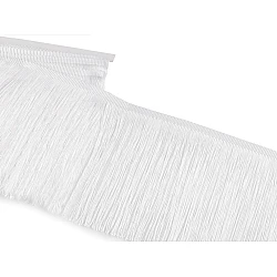 Fringe, shiny, width 18 cm - White (9 Meters)