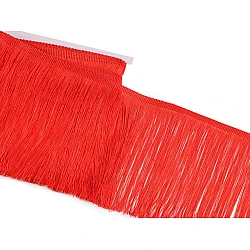 Fringe, shiny, width 18 cm - Red (9 Meters)