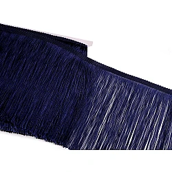 Fringe, shiny, width 18 cm - Blue dark (9 Meters)