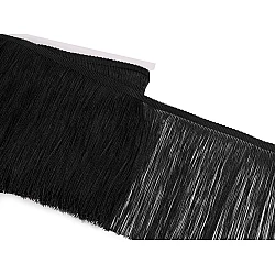 Fringe, shiny, width 18 cm - Black (9 Meters)