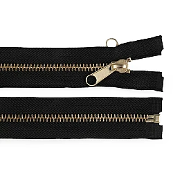 Brass tent zipper, no 5 with double-sided slider, length 200 cm - Black (1 Piece)
