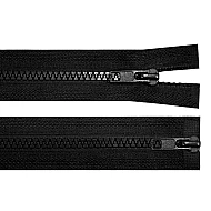 Two-way plastic zipper no 5, open-end, 2 sliders, length 70 cm, jacket - Black (1 Piece)