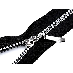 Plastic / vislon zipper no 5,length 40 cm, square teeth - Black (1 Piece)