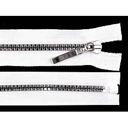 Plastic / vislon zipper no 5, length 50 cm, square teeth - White (1 Piece)