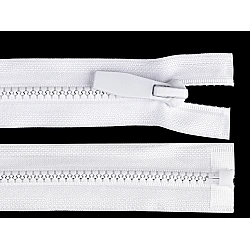 Plastic / vislon no 5, length 60 cm, round teeth - White (1 Piece)