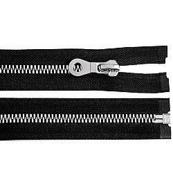 Plastic zipper, imitation metal no 8, length 90 cm, jacket - Black (1 Piece)