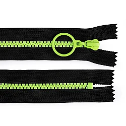 Plastic zipper colored no 5, length 15 cm with a decorative slider - Black (1 Piece)