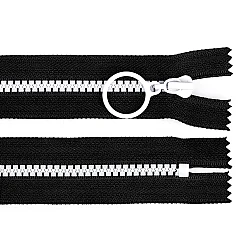 Plastic zipper colored no 5, length 15 cm with a decorative slider - Black (1 Piece)