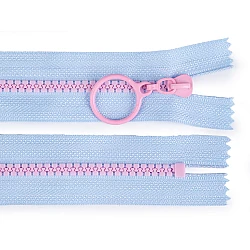 Plastic zipper colored no 5, length 15 cm with a decorative slider - Blue light (1 Piece)