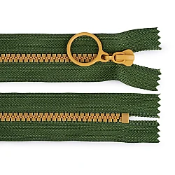 Plastic zipper colored no 5, length 15 cm with a decorative slider - Green (1 Piece)