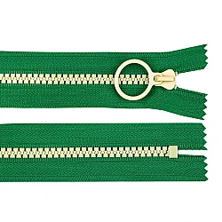 Plastic zipper colored no 5, length 15 cm with a decorative slider - Green (1 Piece)