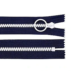 Plastic zipper colored no 5, length 15 cm with a decorative slider - Blue dark (1 Piece)