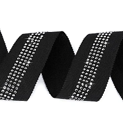 Trouser side stripe / clothing braid with rhinestones 30 mm - Black (1 Meter)