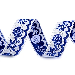 Jacquard ribbon costume trimming, width 20 mm - White-blue (25 Meters)